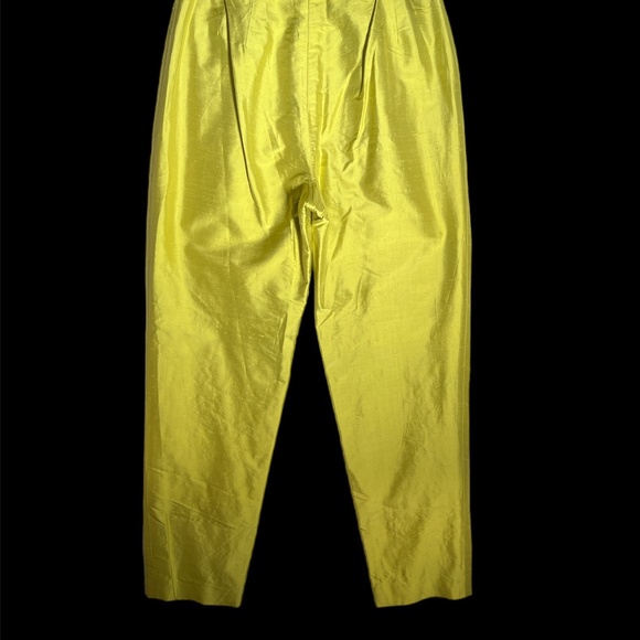 D. Morgan - 100% Silk Beaded Chartreuse 90's Cigarette Pants - Size 6 - Picture 4 of 6